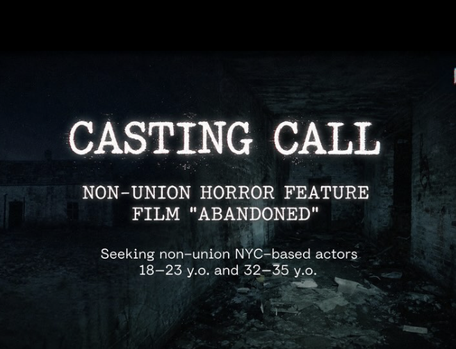 Leading Roles - Non-Union Horror Feature Film 'Abandoned'