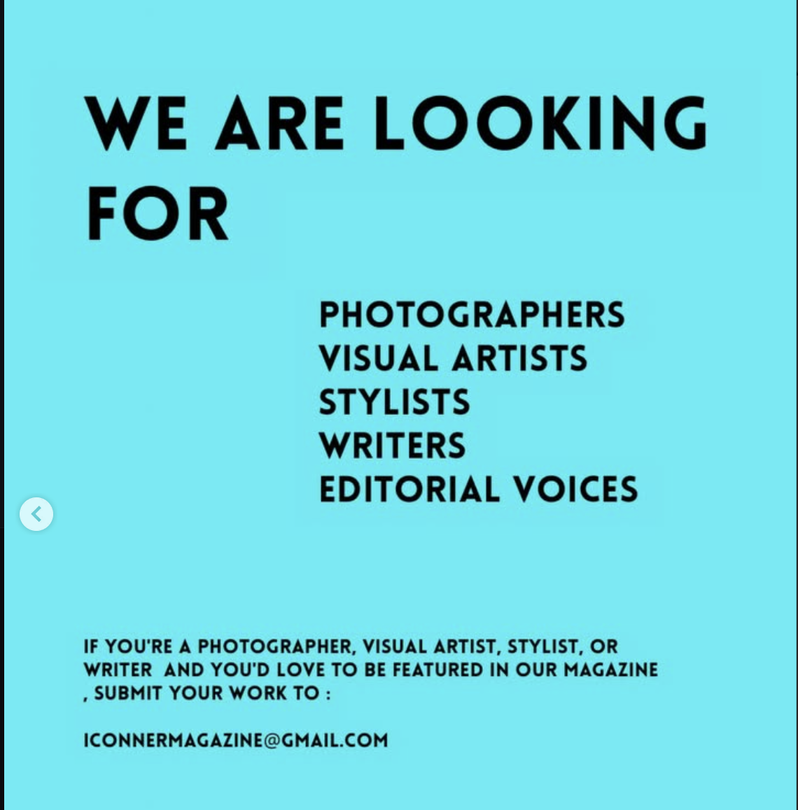 Photographers, Visual Artists, Stylists, and Writers